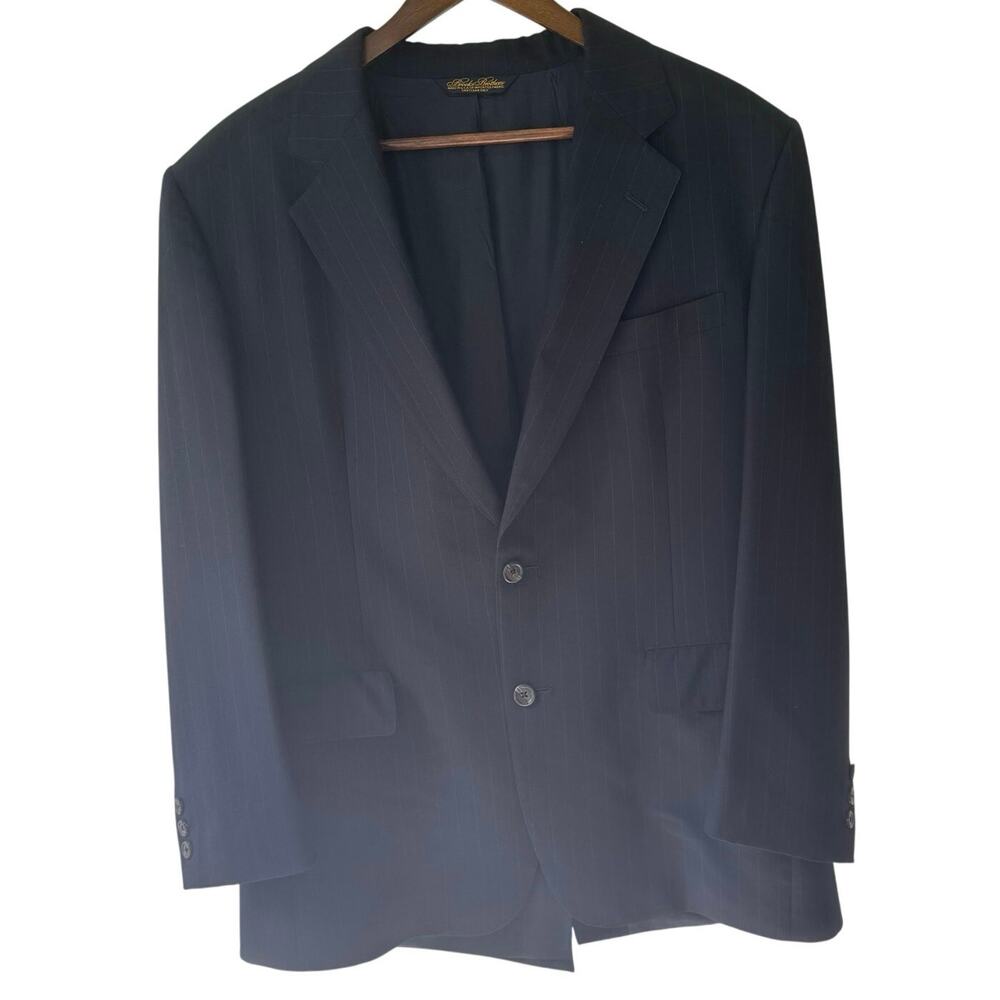 Vintage Brooks Brothers Men’s 40R Worsted Wool Blazer Black Pinstripe USA Made